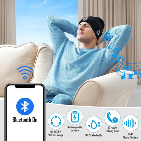 LED Bluetooth Beanie Hat - Cool Tech Gift for Men, Dad, Husband, Grandpa | Valentines, Birthday, Camping Gear