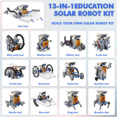 Robots Solaires STEM 13-en-1 pour Enfants 8-12 ans