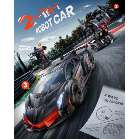 V992 1:14 Scale 2-in-1 Transform Robot RC Car with Sound, Light, Gesture Sensing & Auto Deformation Toy