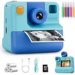 Appareil Photo Enfants Instantané + Carte 32G - Cadeau Noël