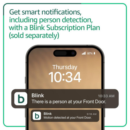 Carillon Vidéo Blink Nouveau Modèle – Vue HD Totale, Batterie 2 Ans, Installation Facile, Module Sync Noir