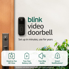 Blink Video Doorbell Noir – HD Intégrale, 2 Ans Batterie, Installation Facile