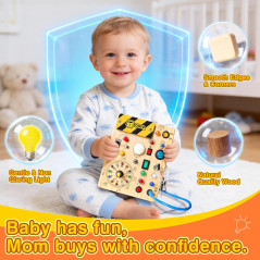 Montessori Busy Board for Toddlers - Sensory Learning Toy 1-3 Years