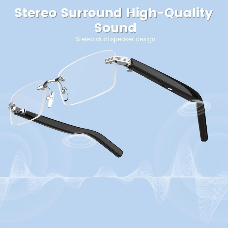 Smart Rimless Smartglasses with Bluetooth, Voice Control & UV Protection