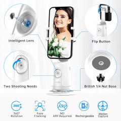 Support Téléphone Auto Tracking 360° avec Trépied Smart Blanc