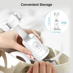 Support Téléphone Auto Tracking 360° avec Trépied Smart Blanc