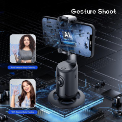 Support téléphone GREEN HOUSE GH-USTTA-BK avec suivi automatique visage, rotation 360°, stabilisateur gimbal