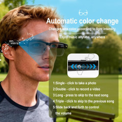 Lunettes AI avec Caméra 8MP, Traduction & Audio Open-Ear