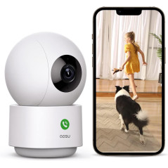 Caméra de Sécurité Aosu 2K Intérieure, Vision Nocturne IR