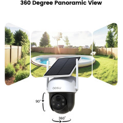 Caméra Solaire AOSU Extérieure Sans Fil 2K Vision Nuit Couleur Suivi Humain 360° Surveillance
