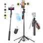 71” Auto Face Tracking Tripod with Light & Remote for iPhone, Android, GoPro – 360° Rotating Stand 71” Auto Face Tracking Tripod with Light & Remote for iPhone, Android, GoPro – 360° Rotating Stand
