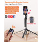 Trépied 71 avec suivi automatique visage, lumière, rotation 360°, télécommande rechargeable pour iPhone/Android/GoPro Trépied 71 avec suivi automatique visage, lumière, rotation 360°, télécommande rechargeable pour iPhone/Android/GoPro