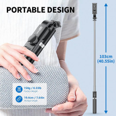 All-in-One Extendable Selfie Stick Tripod with Wireless Remote - Compatible with iPhone & Samsung