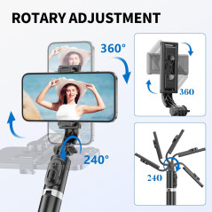 All-in-One Extendable Selfie Stick Tripod with Wireless Remote - Compatible with iPhone & Samsung