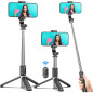 All-in-One Extendable Selfie Stick Tripod with Wireless Remote for iPhone 17-12, Galaxy, OnePlus & More All-in-One Extendable Selfie Stick Tripod with Wireless Remote for iPhone 17-12, Galaxy, OnePlus & More