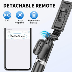 Selfie Stick Trépied Tout-en-Un Portable avec Télécommande
