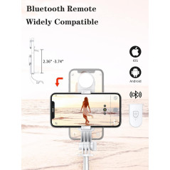 Trépied Selfie Stick 46 avec Télécommande Sans Fil et Lumière LED pour Smartphones iPhone & Android