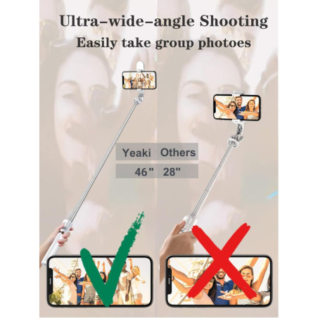 Trépied Selfie Stick 46 avec Télécommande Sans Fil et Lumière LED pour Smartphones iPhone & Android