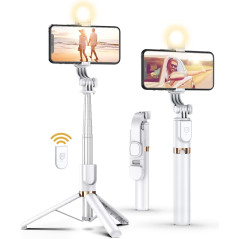 46'' Selfie Stick Tripod with Wireless Remote & LED Light for iPhone & Android