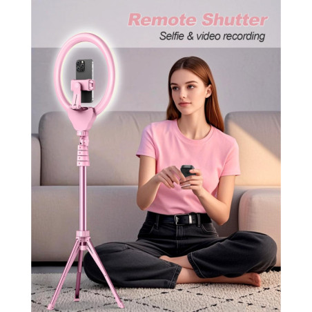 UBeesize 12 Pink Selfie Ring Light with 62 Tripod for Video Recording & Live Streaming - Phone, Camera, Webcam Compatible