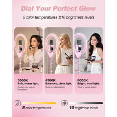 UBeesize 12 Pink Selfie Ring Light & 62 Tripod for Streaming & Recording