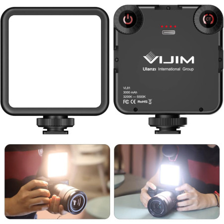 ULANZI VL-81 Lumière Vidéo LED Bi-Color 3000mAh avec Softbox, Rechargeable, 3 Cold Shoe pour DSLR & Smartphone