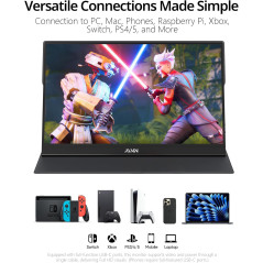 Écran Portable MNN 15,6 FHD USB-C HDMI Ultra-Slim Gaming