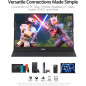 MNN Écran Portable 15,6 FHD 1080P USB-C HDMI IPS Ultraplat avec Haut-parleurs & Smart Cover HDR MNN Écran Portable 15,6 FHD 1080P USB-C HDMI IPS Ultraplat avec Haut-parleurs & Smart Cover HDR