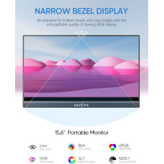 ARZOPA 15.6'' FHD Portable Monitor – Ultra-Slim with USB-C & HDMI