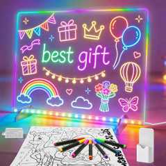 LED Note Board 16 Drawing Tablet with 8 Colors & 13 Light Effects for Kids