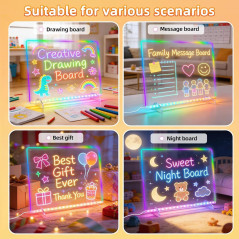 LED Note Board 16 Drawing Tablet with 6 Modes, 8 Colors, 13 Light Effects, 7 Markers & Tracing Book - Kids Gift