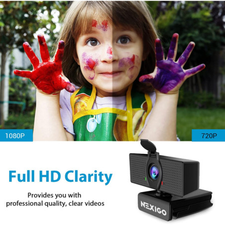 NexiGo N60 1080P HD Webcam with Microphone, Privacy Cover, USB Plug & Play for Zoom, Skype, Teams
