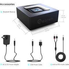 Esinkin Bluetooth Audio Adapter for Wireless Music Streaming & Home Stereo