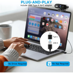 AOC 4K Webcam with Microphone, Noise Cancellation & Privacy Cover