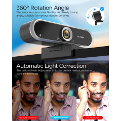 1080P Webcam with Mic & Privacy Cover - USB Plug & Play for PC/Laptop