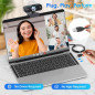 Webcam 1080P Full HD avec Micro Anti-Bruit, Correction Lumière, Cache Vie Privée, USB Plug & Play Webcam 1080P Full HD avec Micro Anti-Bruit, Correction Lumière, Cache Vie Privée, USB Plug & Play