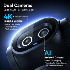 EMEET PIXY Caméra PTZ 4K AI, Autofocus Rapide, Streaming
