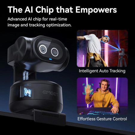 EMEET PIXY Caméra PTZ 4K AI, Autofocus PDAF 0.2s, Suivi IA, 3 Micros, Commandes Gestuelles, Streaming