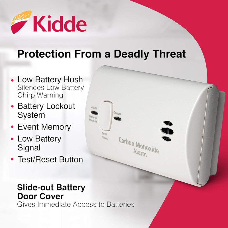 Kidde Battery Powered Carbon Monoxide Detector with LED & Test Button