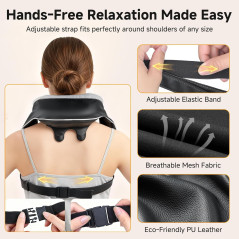 Masseur 6D pour cou et épaules, sommeil profond, shiatsu, chauffant, sans fil, soulagement douleurs, cadeau femme homme