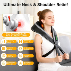 Massageur Cou 6D Shiatsu Chauffant Sans Fil - Soulagement Douleur