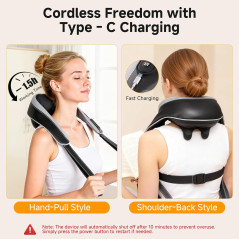 Massageur Cou 6D Shiatsu Chauffant Sans Fil - Soulagement Douleur