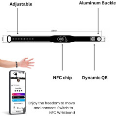 Bracelet NFC Tap - Carte Digitale Sans Abonnement (Noir)