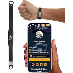 Bracelet NFC Tap - Carte de Visite Digitale sans Abonnement - Compatible iPhone & Android (Noir, Pack 1)