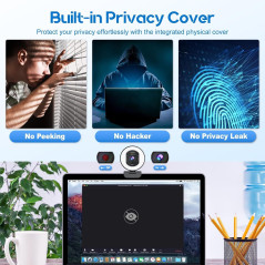 4K Webcam with Ring Light, Autofocus & Privacy Cover for Streaming