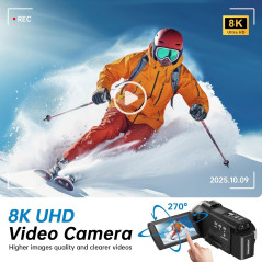 Caméra Vidéo 8K 2025 Ultra HD 88MP Wifi Vlogging YouTube