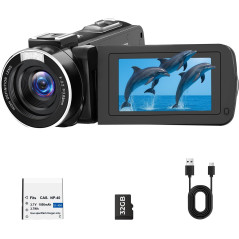 Caméra Vidéo 1080P 18X Zoom 48MP Écran Rotatif 32GB
