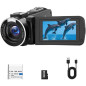 Caméra Vidéo Numérique 1080P 18X Zoom, Écran Rotatif 3, Anti-Tremblement, 48MP, Vlogging, 32GB + Batterie Caméra Vidéo Numérique 1080P 18X Zoom, Écran Rotatif 3, Anti-Tremblement, 48MP, Vlogging, 32GB + Batterie