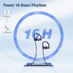 Écouteurs Bluetooth Boean, 16h, IPX7, Son Stéréo Profond