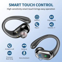 Écouteurs Sans Fil 2026 Bluetooth 5.4 Sport IP7 avec Micro